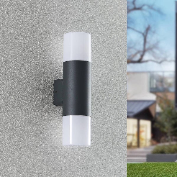 Lindby Wandleuchte außen Tabyn (spritzwassergeschützt (Modern) in Schwarz aus Aluminium (2 flammig, E27) - Außenwandleuchten Wandlampe Led Außenlampe Outdoor für Außenwand/Hauswand Haus