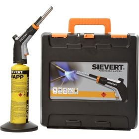 Sievert Powercase MAPP Gaslötgerät mit Brenneraufsatz und Gaskartusche im Kunststoffkoffer