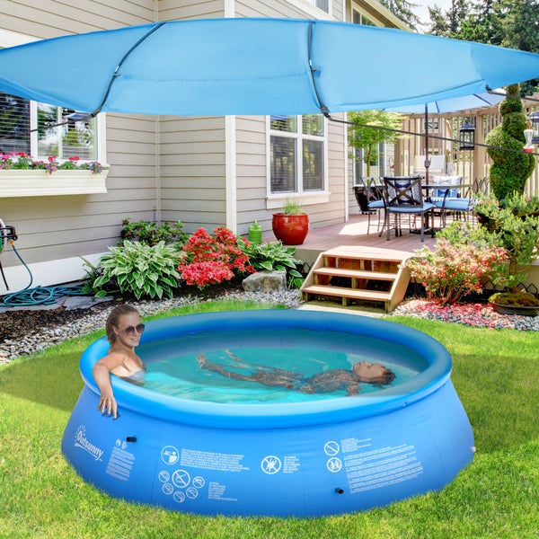 Outsunny Pool Sonnenschutzdach, für 3,65 m Pool, 360 x 175 x 120 cm, Blau