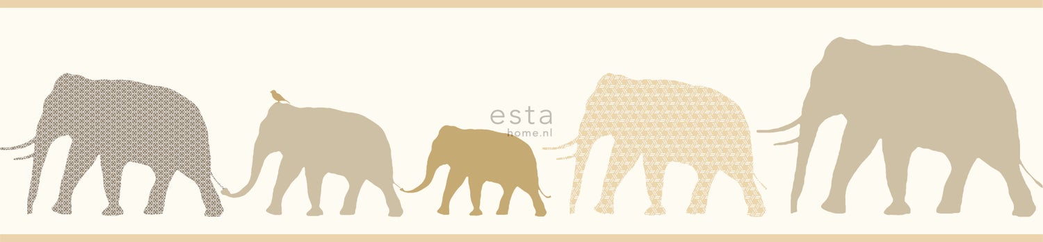 ESTAhome XXL-Tapetenbordüre Elefanten Beige - 50 x 400 cm - 157322