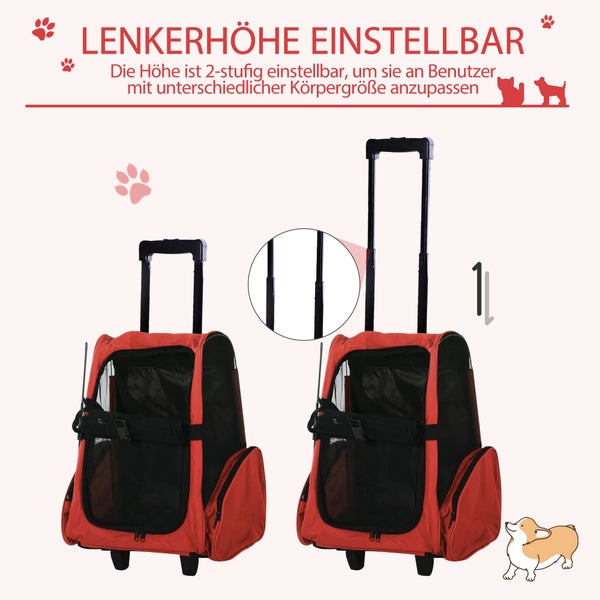 PawHut Tragetasche, L 42 x B 25 x H 55 cm, Oxford-Gewebe, Stahl, Rot+Schwarz