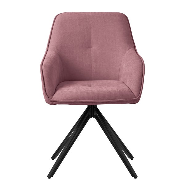 ML-Design Esszimmerstuhl drehbar aus Textil Webstoff, Altrosa, Wohnzimmerstuhl mit Armlehne & Rückenlehne, 360° Drehstuhl, Polsterstuhl mit Metallbeine, Ergonomische Sessel, Küchenstuhl Loungesessel