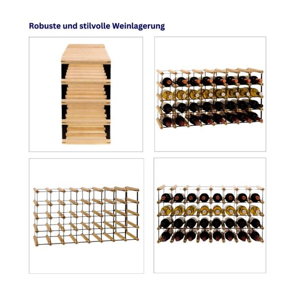 PROREGAL Modulares Weinregal Vinotega Mod Metal HxBxT 42,5 x 82,5 x 24,5 cm 8 x 4 Flaschen Massives Kiefernholz Braun Geölt
