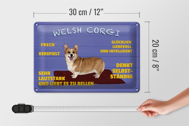 Blechschild Spruch 30x20cm Welsh Corgi Hund frech verspielt