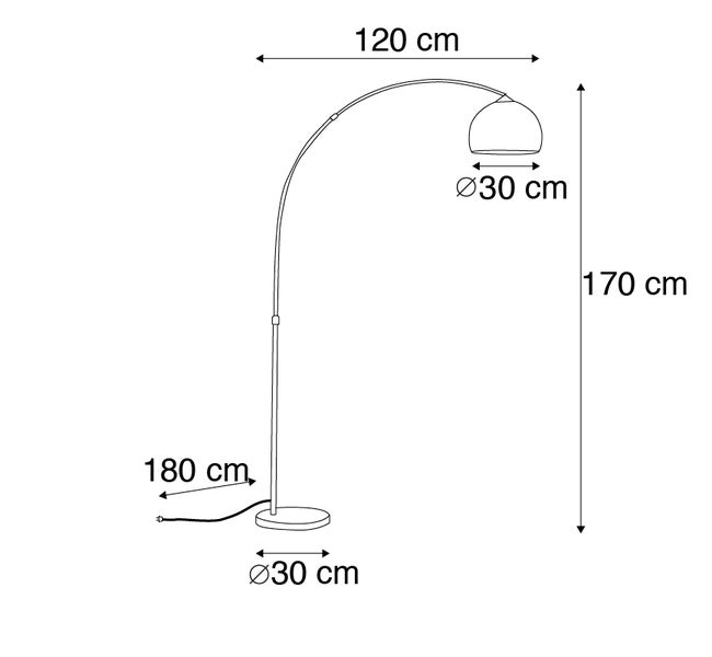 Abbildung einer Bogenleuchte mit Maßangaben