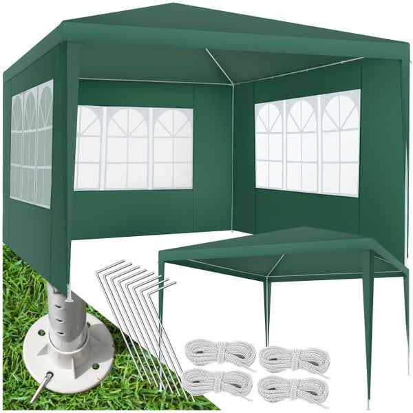 Pavillon tectake Baraban inklusive Spannseile und Heringe 3 x 3 m grün