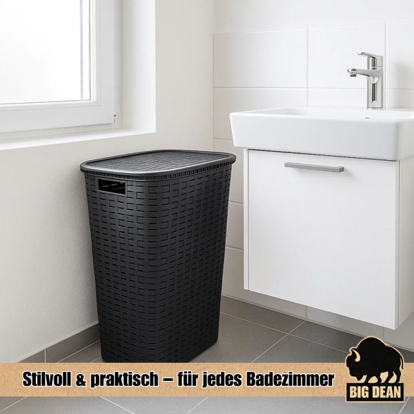 Wäschekorb mit Deckel im Badezimmer