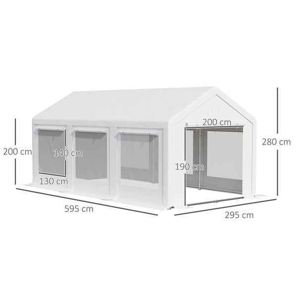 Outsunny Pavillon, mit abnehmbaren Seitenwänden, für Familienfeiern, Outdoor-Party, 6 x 3 m, Stahl, PE, Weiß