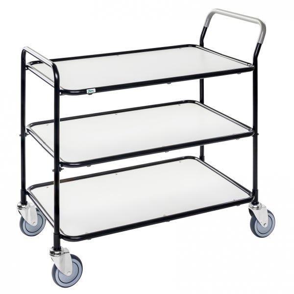 Servierwagen mit drei Ablageflächen und Rollen
