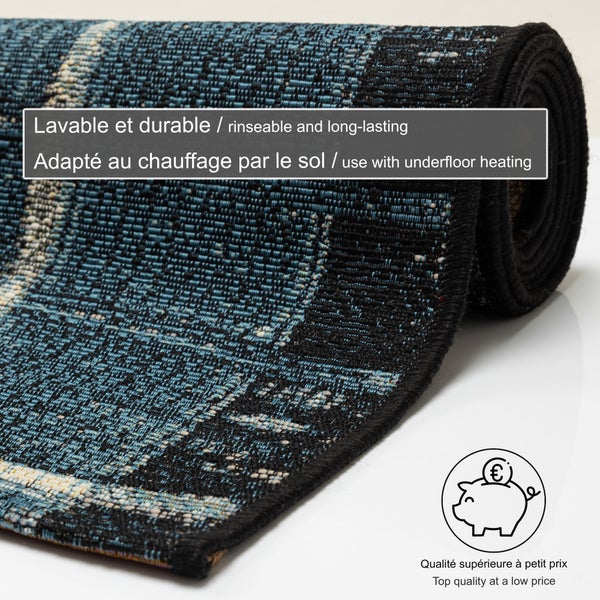 Gewebter Outdoorteppich mit abstrakten Muster Auora Blau 60x100 cm