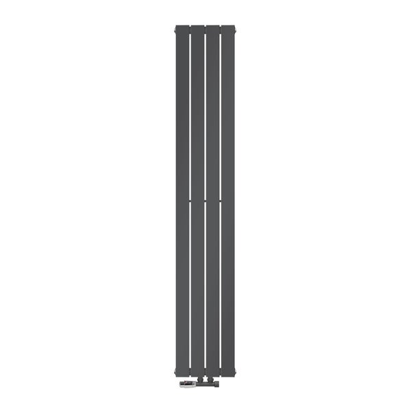 LuxeBath Paneelheizkörper Einlagig 300 x 1800 mm Anthrazit inkl. Anschlussgarnitur mit Thermostat Eckform Wandanschluss, Badheizkörper Mittelanschluss Heizung Designheizkörper Flachheizkörper Vertikal
