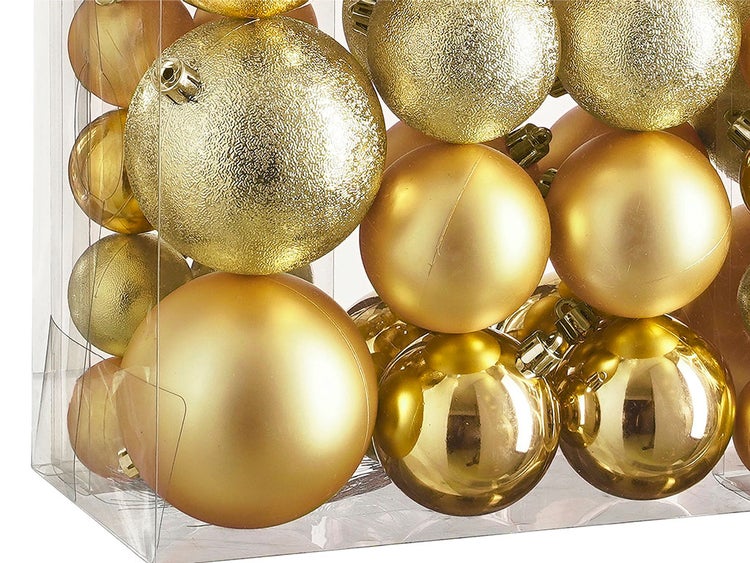 LAALU Satz von 46 Stück Ornamente: runde gold mix Ornamente 4,6,8 cm