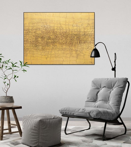Handgemaltes Gemälde Acrylfarbe 100x75cm Gold