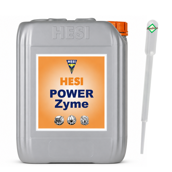 Hesi Power Zyme Pflanzennährstoff in einem Kanister mit Dosierpipette für die Anwendung auf Erde, Hydro und Kokos