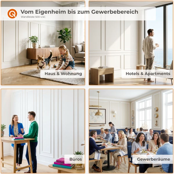 Wandleiste 500 LSC für verschiedene Anwendungsbereiche wie Wohnräume, Hotels, Büros und Gewerberäume mit klassischem Wandpaneel Design.
