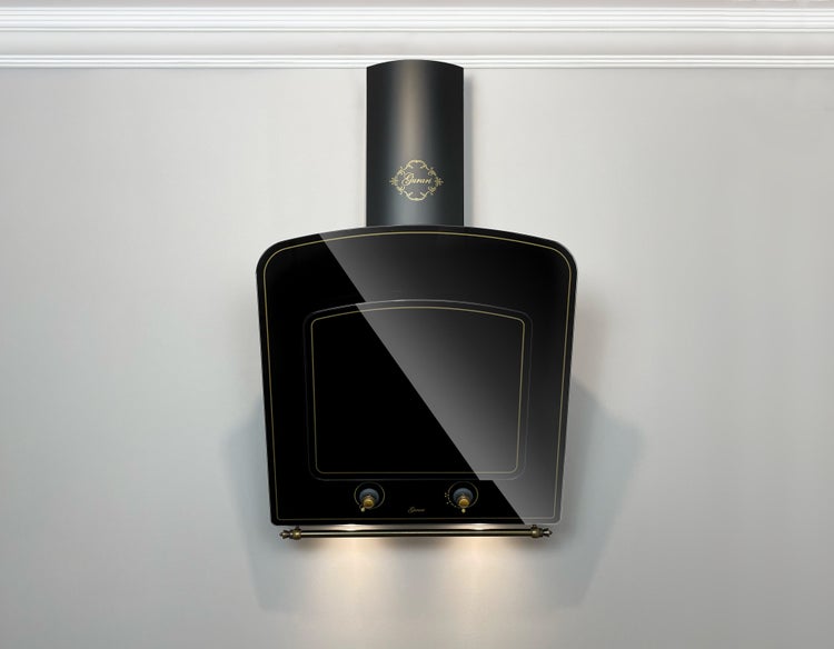 Wandhaube Gurari im Retro Design mit Dekor und Beleuchtung