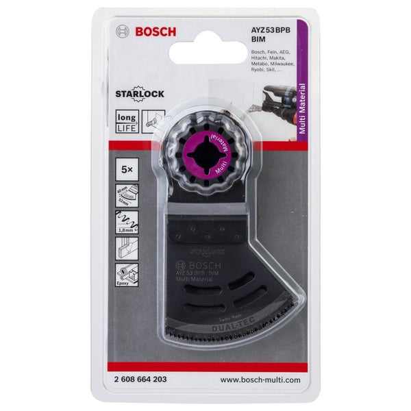 Bosch 5x BIM Tauchsägeblatt Dual-Tec Starlock AYZ 53 BPB Multimaterial 40 x 53 mm - 2608664203