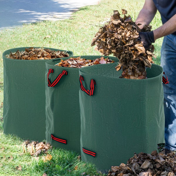 Outsunny Gartensack 3x272L wasserdicht Gartenabfallsack mit Griffe, stabil Laubsack, selbststehend Gartensäcke mit UV Schutz, wiederverwendbare Gartenabfallsäcke für Gartenabfälle Grünschnitt