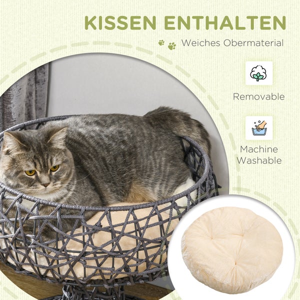 Geflochtener Katzenkorb mit Kissen
