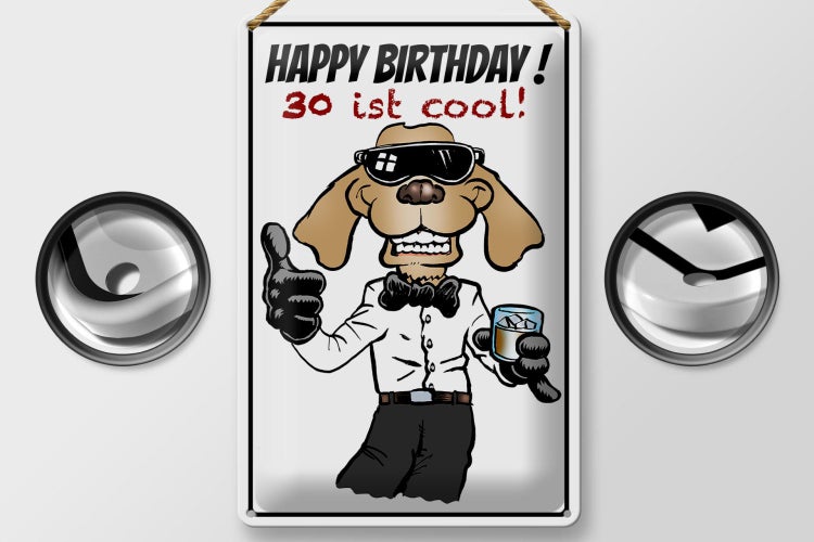Blechschild Spruch 20x30cm Happy Birthday 30 is cool