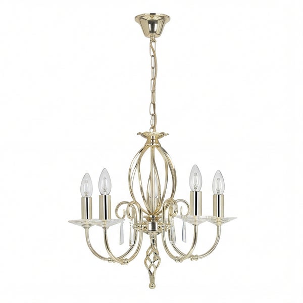 Deckenleuchte mit fünf Leuchtenarmen und Kettenaufhängung