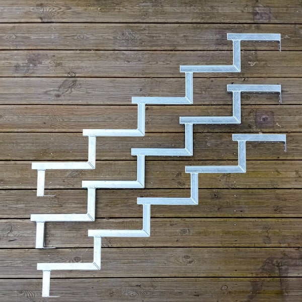 3er Set Stahl Treppenwange 5 Stufen - Option für Setzstufen-Höhe 85cm