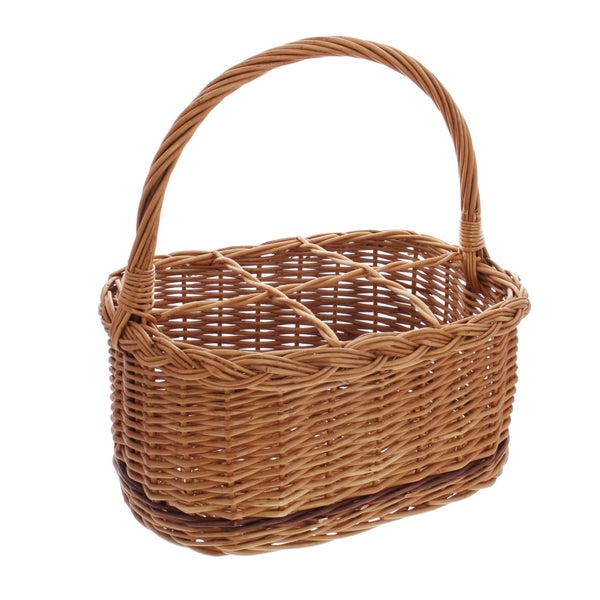 FRANK FLECHTWAREN | Flaschenkorb Rustico, für 6 Flaschen, WEIDE, 33 x 23 x 16 cm, GH 34 cm, ohne Inhalt