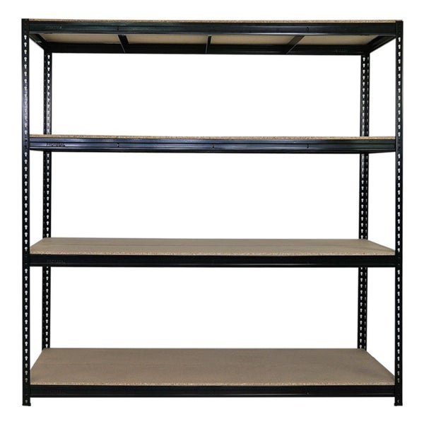 PROREGAL Profi Schwerlastregal Bison HxBxT 200 x 200 x 60 cm 4 Spanplatten-Ebenen 16mm Fachlast 600 kg Schwarz