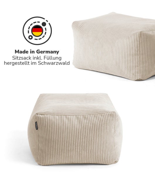mokebo Pouf oder Hocker aus Cord 'Der Ruhestifter', Sitzhocker oder Sitzpouf in Beige
