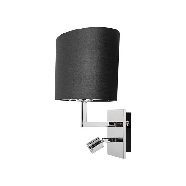 Lucande Wandleuchte, Wandlampe Innen Karla (Modern) in Schwarz aus Textil (1 flammig E27) - Wandleuchten Wandstrahler Wandbeleuchtung Schlafzimmer / Wohnzimmer Licht nach oben & unten