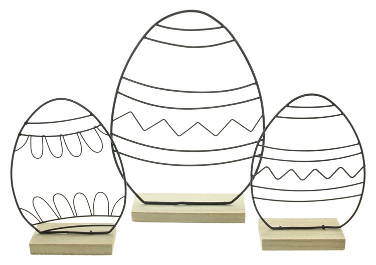 FRANK FLECHTWAREN|Osterdeko Modern, 3er Set, 10,5 x 4 x 15,5 cm, 16 x 4,5 x 22 cm, METALL, MDF