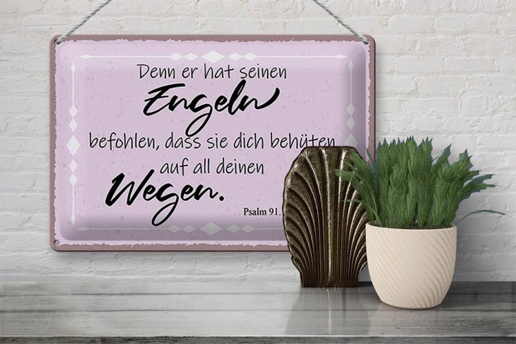 Blechschild Spruch 30x20cm er hat seinen Engeln befohlen