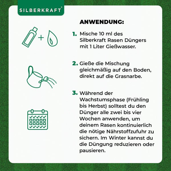 SILBERKRAFT Rasen Dünger – NPK Flüssigdünger für dichten Rasen – 1 Liter