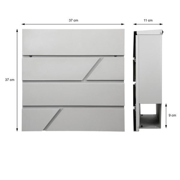 ECD Germany Standbriefkasten mit Zeitungsfach, Design Briefkasten mit Pfosten, Briefkastenanlage, Briefkastenständer Anthrazit Höhe 120cm, Postkasten Hellgrau 37x11x37cm, Edelstahl pulverbeschichtet