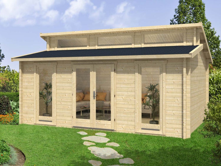 Alpholz Gartenhaus Narvig-70 C Gartenhaus aus Holz, Holzhaus mit 70 mm Wandstärke, Blockbohlenhaus mit Montagematerial