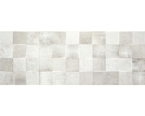 Muster aus weißen Wandfliesen mit verschiedenen Designs