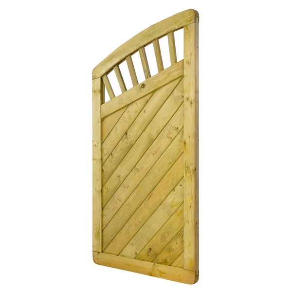 Holzzauntor mit diagonalen Brettern und Latten