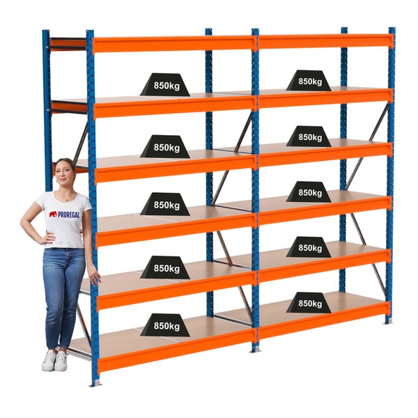 Regal mit 850 Kilogramm Traglast pro Ebene