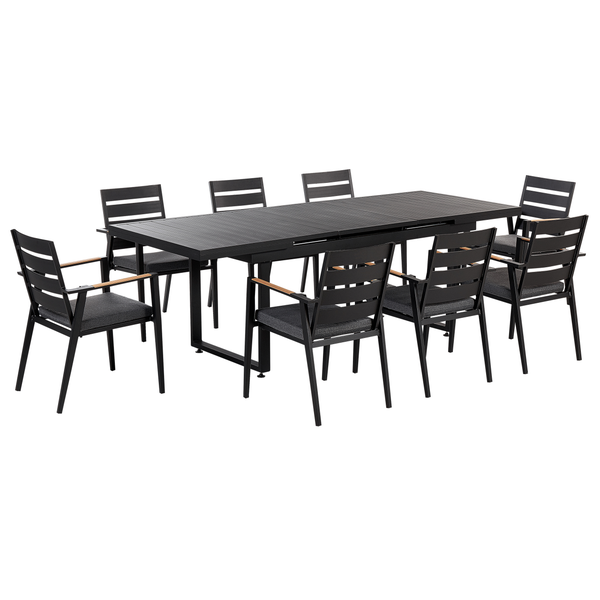 Gartenmöbel Set 8-Sitzer VALCANETTO/TAVIANO inkl. Kissen Metall Schwarz