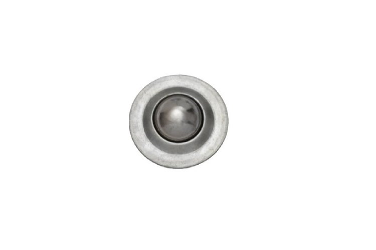 Eine einzelne Kugelrolle aus Metall für Transportanwendungen.