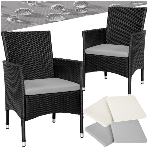 2er Set Rattanstuhl tectake Nantes widerstandsfähig 59 x 57 x 85 cm