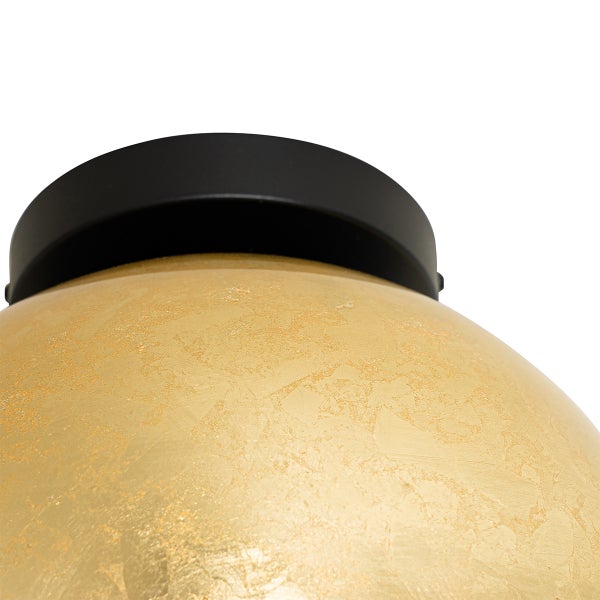 Deckenleuchte mit goldfarbener Oberfläche und schwarzer Halterung