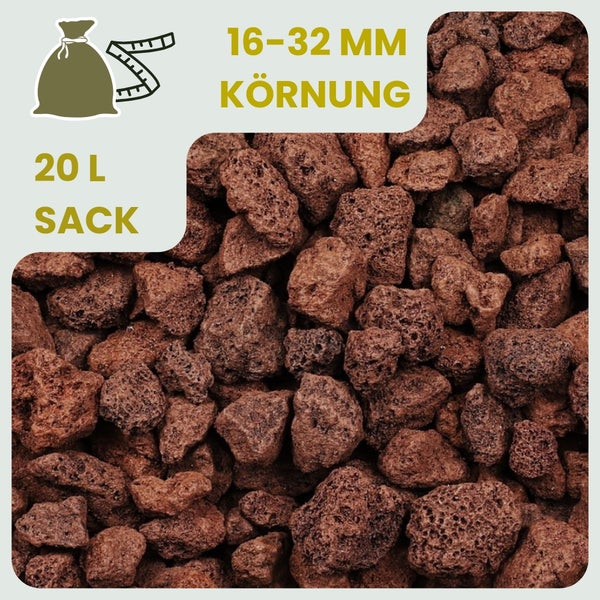 Lavagranulat 16 bis 32 Millimeter Körnung im 20 Liter Sack