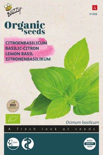 Buzzy Logo, Packung Bio-Saatgut Zitronenbasilikum