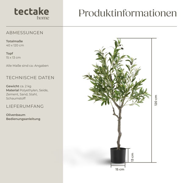 Produktinformationen: Künstlicher Olivenbaum mit Topf, 120 cm hoch