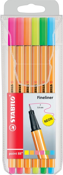 STABILO Fineliner point 88 Neon, 6er Set