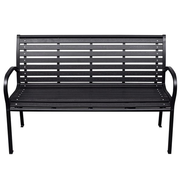 Gartenbank Schwarz 116 cm Stahl und WPC