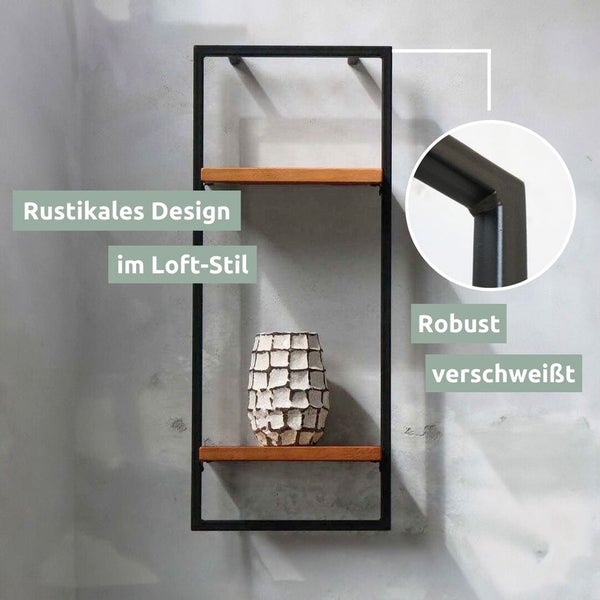 holz4home Wandregal High in Schwarz Gerahmt von holz4home® Natur ohne Baumkante