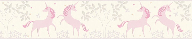 Bordüre mit Einhorn- und Waldmotiven für Kinderzimmer