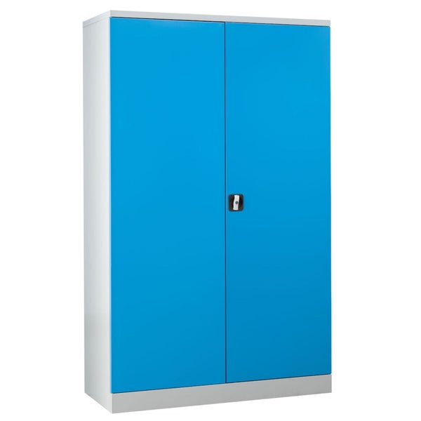 PROREGAL Stahlschrank Bee mit 5 lackierten Fachböden HxBxT 195 x 120 x 50 cm Korpusfarbe Lichtgrau Frontfarbe Lichtblau